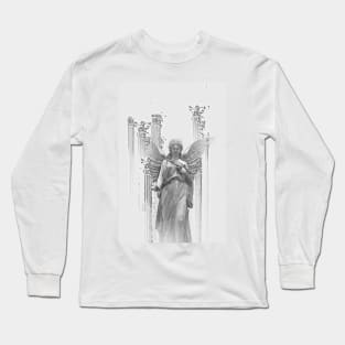 Aesthetic Greek Roman Classic beautiful statue love romantic architecture sketches black and white Long Sleeve T-Shirt